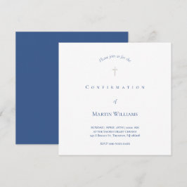 invitación de confirmación en blanco y azul