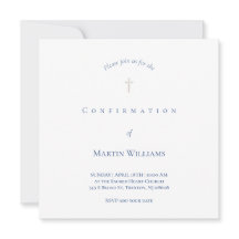 invitación de confirmación en blanco y azul