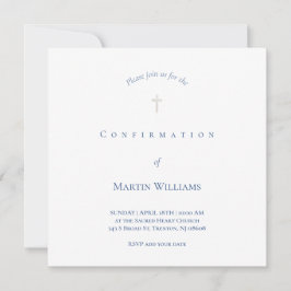 invitación de confirmación en blanco y azul
