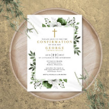 Invitación de confirmación floral verde oliva mode