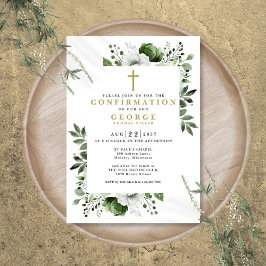 Invitación de confirmación floral verde oliva mode