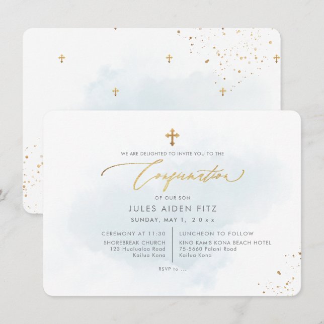Invitación de confirmación H2 Blue Washed de PixDe (Anverso / Reverso)