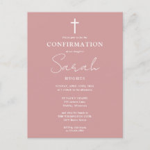 Invitación de Confirmación Minimalista Rosa Polvo