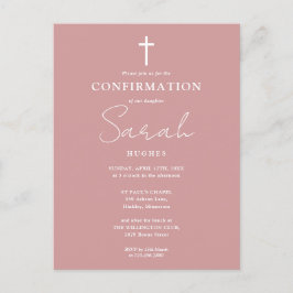 Invitación de Confirmación Minimalista Rosa Polvo