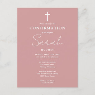 Invitación de Confirmación Minimalista Rosa Polvo