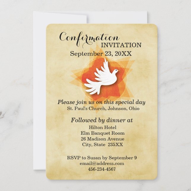 Invitación de Confirmación, Paloma (Anverso)