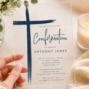 Invitación de Confirmación para Niños Cruz Moderna