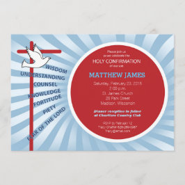 Invitación de Confirmación Rayos Azules Rojos