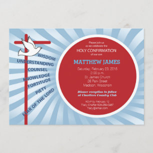 Invitación de Confirmación Rayos Azules Rojos