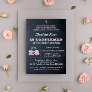 Invitación de confirmación rosa de Chalkboard
