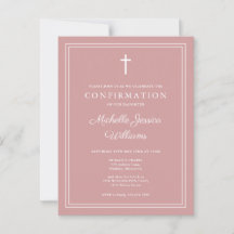 Invitación de Confirmación Rosa Polvo Elegante