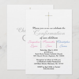 Invitación de Confirmación Trillizos Rosa Azul