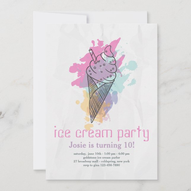 Invitación de Cono de Helado (Anverso)