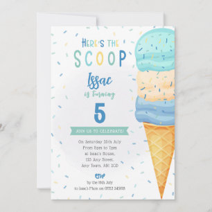 Invitación de cono de helado para niños - Cucharad