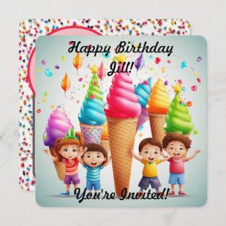 Invitación de Cono de Helado Personalizado