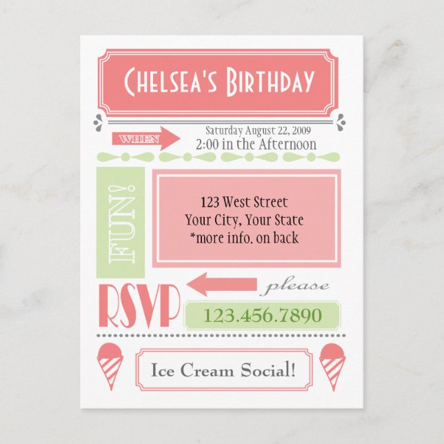 Invitación de conos de nieve (Anverso)