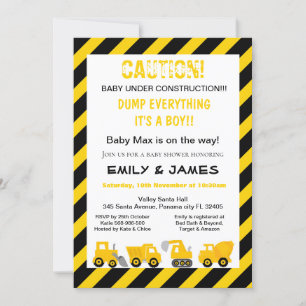 Invitación de Construcción, Fiesta de Bebé, Cumple