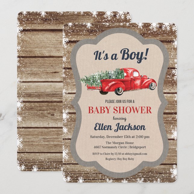 Invitación de copo de nieve de Baby Shower de vint (Anverso / Reverso)