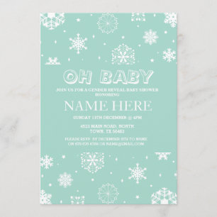 Invitación de copo de nieve de Baby Shower Mint