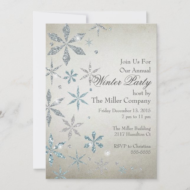 Invitación de copo de nieve de plata (Anverso)