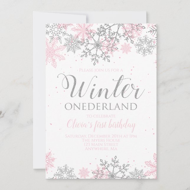 Invitación de copo de nieve de Winter Onederland (Anverso)