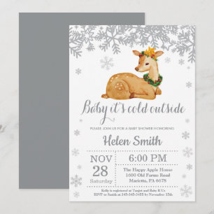 Invitación de copo de nieve para baby shower de in