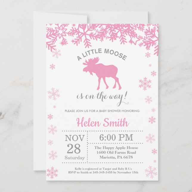 Invitación de copo de nieve para baby shower de ni (Anverso)