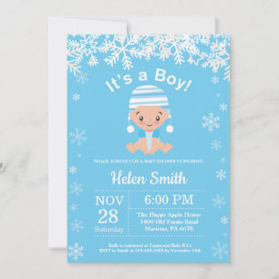 Invitación de copo de nieve para baby shower de ni