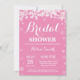 Invitación de copo de nieve rosa para ducha nupcia