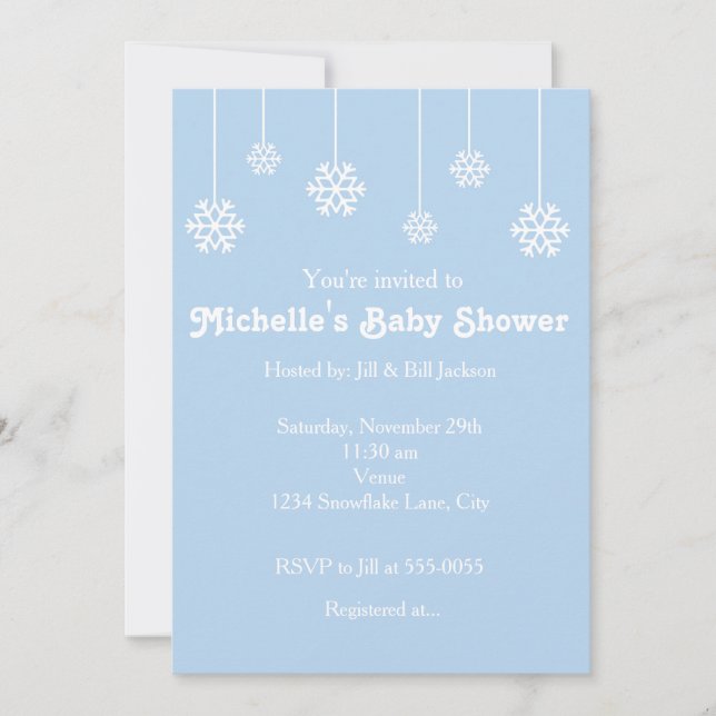Invitación de copos de nieve colgantes de invierno (Anverso)