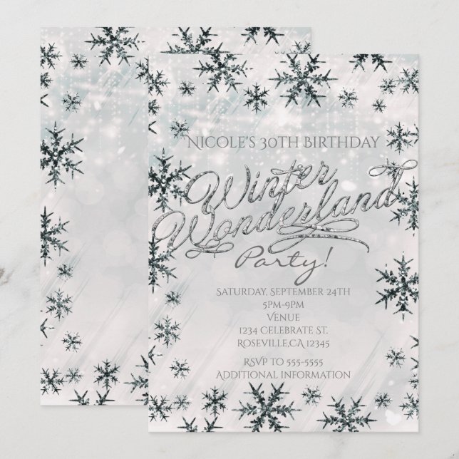 Invitación de copos de nieve del país de las marav (Anverso / Reverso)