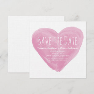 Invitación de Corazón de Acuarela Rosa para Guarda