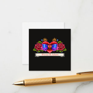 invitación de corazón de estilo de tatuaje de neón