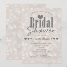Invitación de corazón moderna blanca con bokeh par