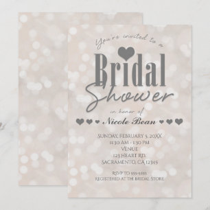 Invitación de corazón moderno blanco con efecto bo