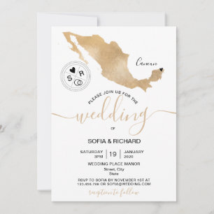 Invitación de corazón móvil de destino de boda Méx