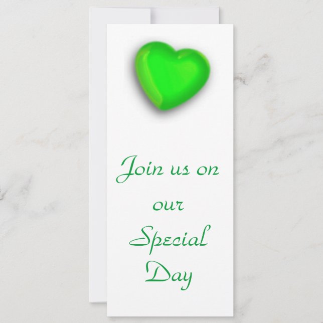 Invitación de corazón verde (Anverso)
