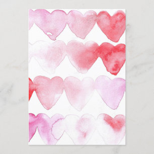 Invitación de Corazones de Acuarela Roja y Rosa