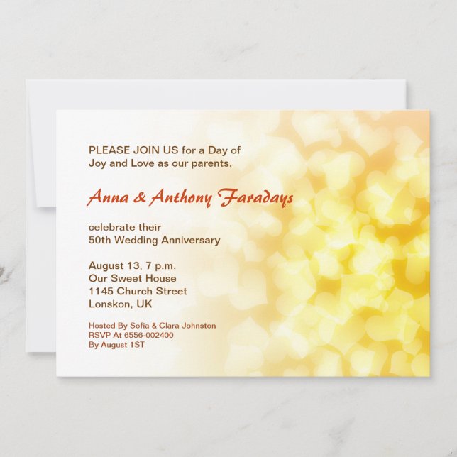 invitación de corazones para aniversario de bodas  (Anverso)