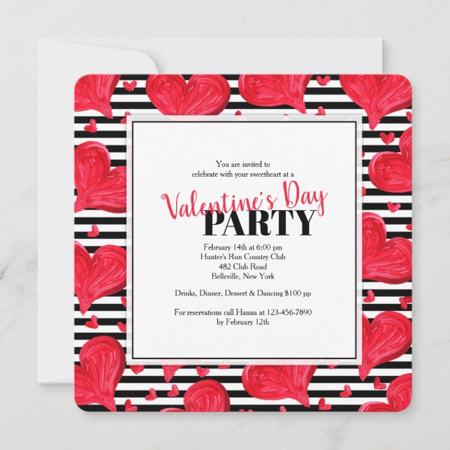 Invitación de Corazones Rojos (Anverso)