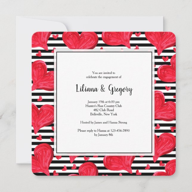 Invitación de Corazones Rojos (Anverso)