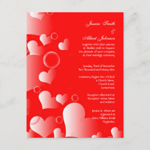 invitación de corazones rojos boda