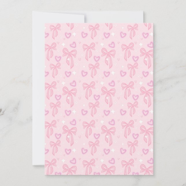 Invitación de Corazones y Lazos Rosados (Anverso)