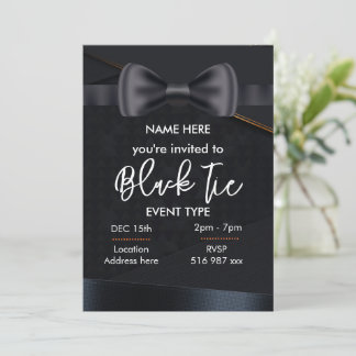 Invitación de corbata negra personalizada