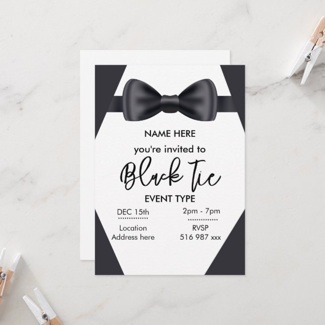 invitación de corbata negra personalizado (Anverso/Reverso In Situ)