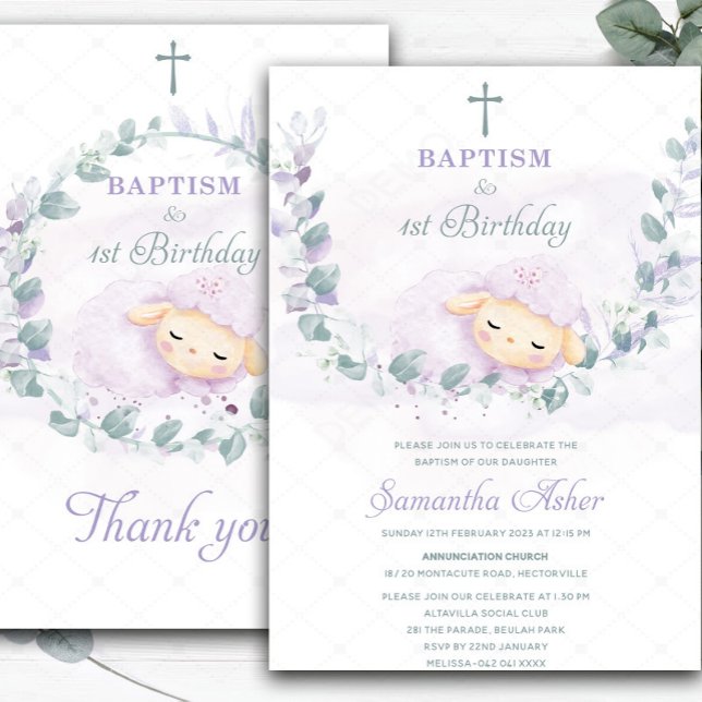 Invitación de cordero para bautizo y primer cumple (Subido por el creador)