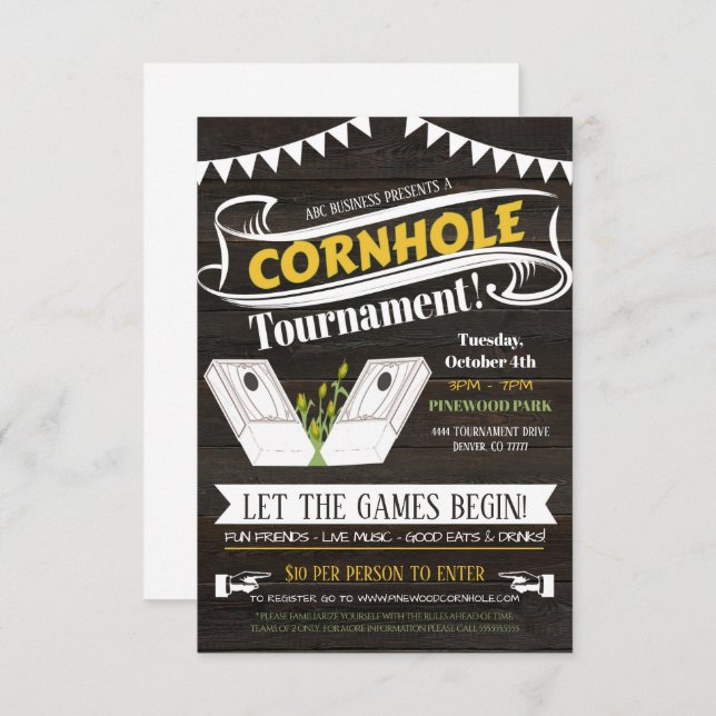 Invitación de Cornhole (Anverso / Reverso)