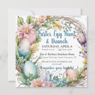 Invitación de corona de Pascua de acuarela para Br