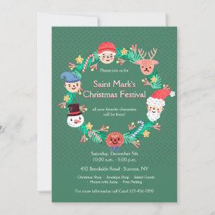 Invitación de Corona de personajes de Navidad