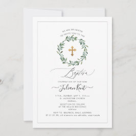 Invitación de corona de vegetación de acuarela de